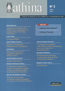ATHINA. REVISTA DE DERECHO DE LOS ALUMNOS DE LA UNIVERSIDAD DE LIMA. NO. 3. AÑO 2. 2007