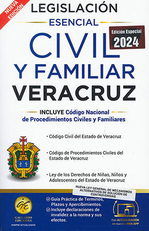 LEGISLACIÓN ESENCIAL CIVIL Y FAMILIAR DE VERACRUZ - 9.ª ED. 2024
