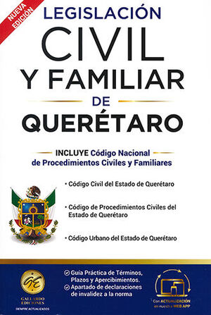 LEGISLACIÓN CIVIL Y FAMILIAR DE QUERÉTARO - 8.ª ED. 2024