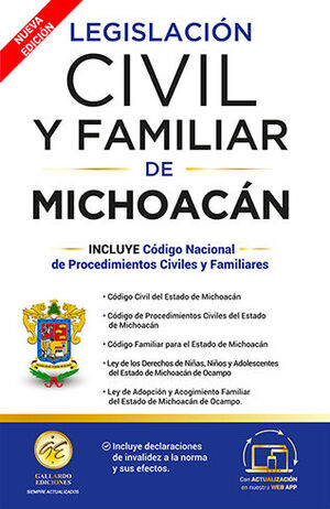 LEGISLACIÓN CIVIL Y FAMILIAR DE MICHOACÁN - 8.ª ED. 2025
