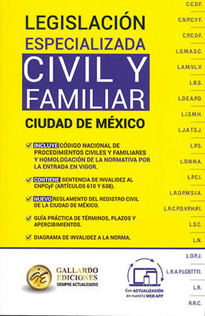 LEGISLACIÓN ESPECIALIZADA CIVIL Y FAMILIAR DE LA CIUDAD DE MÉXICO - 11.ª ED. 2025