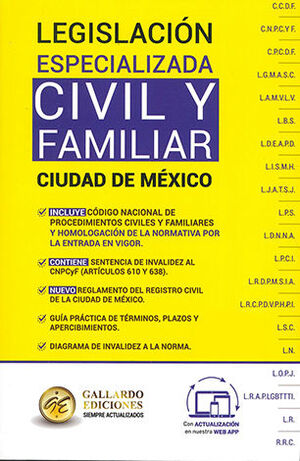 LEGISLACIÓN ESPECIALIZADA CIVIL Y FAMILIAR DE LA CIUDAD DE MÉXICO - 10.ª ED. 2024