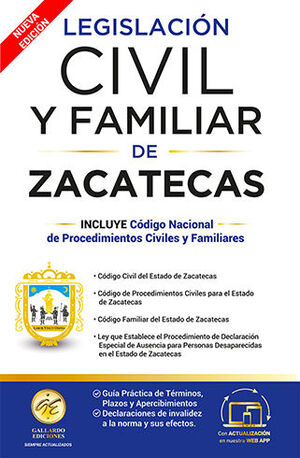 LEGISLACIÓN CIVIL Y FAMILIAR DE ZACATECAS - 5.ª ED. 2025