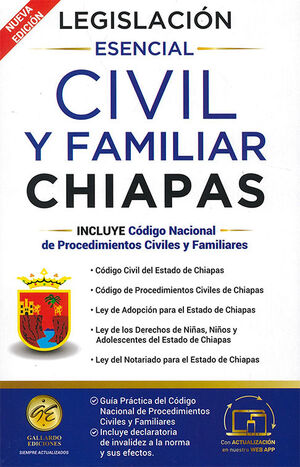 LEGISLACIÓN ESENCIAL CIVIL Y FAMILIAR DE CHIAPAS - 3.ª ED. 2025