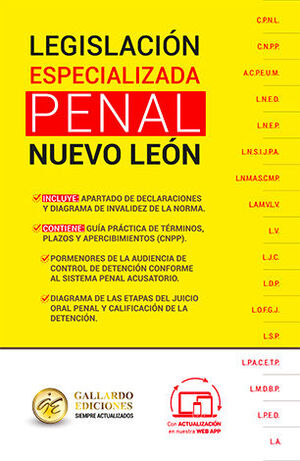 LEGISLACIÓN ESPECIALIZADA PENAL DE NUEVO LEÓN - 1.ª ED. 2025
