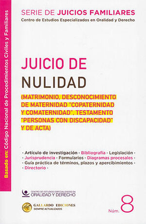 JUICIO DE NULIDAD - NÚM. 8 - 1.ª ED. 2025 (BASADO EN EL CÓDIGO NACIONAL DE PROCEDIMIENTOS CIVILES Y FAMILIARES)