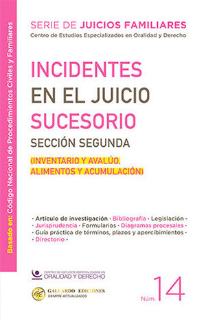 INCIDENTES EN EL JUICIO SUCESORIO / SEGUNDA SECCIÓN - NÚM. 14 - 1.ª ED. 2025 (BASADO EN EL CÓDIGO NACIONAL DE PROCEDIMIENTOS CIVILES Y FAMILIARES)