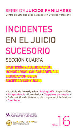 INCIDENTES EN EL JUICIO SUCESORIO / CUARTA SECCIÓN - NÚM. 16 - 1.ª ED. 2025 (BASADO EN EL CÓDIGO NACIONAL DE PROCEDIMIENTOS CIVILES Y FAMILIARES)