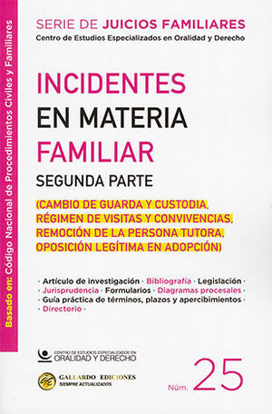 INCIDENTES EN MATERIA FAMILIAR. SEGUNDA PARTE - NÚM. 25 - 1.ª ED. 2025 (BASADO EN EL CÓDIGO NACIONAL DE PROCEDIMIENTOS CIVILES Y FAMILIARES)