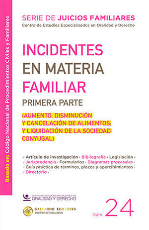 INCIDENTES EN MATERIA FAMILIAR. PRIMERA PARTE - NÚM. 24 - 1.ª ED. 2025 (BASADO EN EL CÓDIGO NACIONAL DE PROCEDIMIENTOS CIVILES Y FAMILIARES)