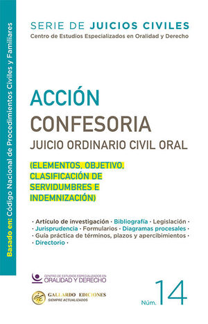 ACCIÓN CONFESORIA. JUICIO ORDINARIO CIVIL ORAL - NÚM. 14 - 1.ª ED. 2025 (BASADO EN EL CÓDIGO NACIONAL DE PROCEDIMIENTOS CIVILES Y FAMILIARES)