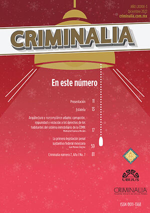 CRIMINALIA AÑO LXXXIX - 03 REVISTA DE LA ACADEMIA MEXICANA DE CIENCIAS PENALES DICIEMBRE 2022