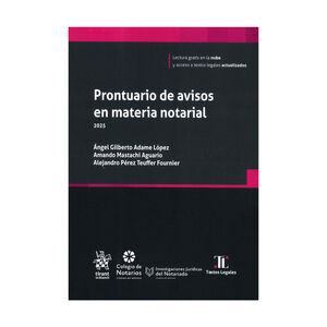 PRONTUARIO DE AVISOS EN MATERIA NOTARIAL - 1.ª ED. 2025