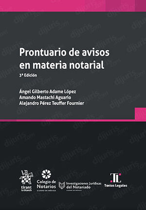 PRONTUARIO DE AVISOS EN MATERIA NOTARIAL - 3.ª ED. 2023