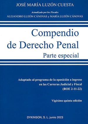COMPENDIO DE DERECHO PENAL. PARTE ESPECIAL - 25.ª ED. 2023