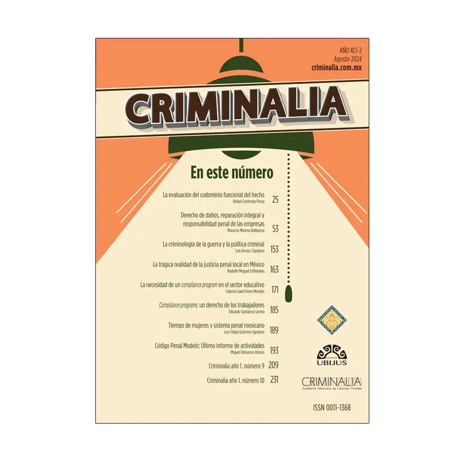 CRIMINALIA AÑO XCI - 02 REVISTA DE LA ACADEMIA MEXICANA DE CIENCIAS PENALES AGOSTO 2024