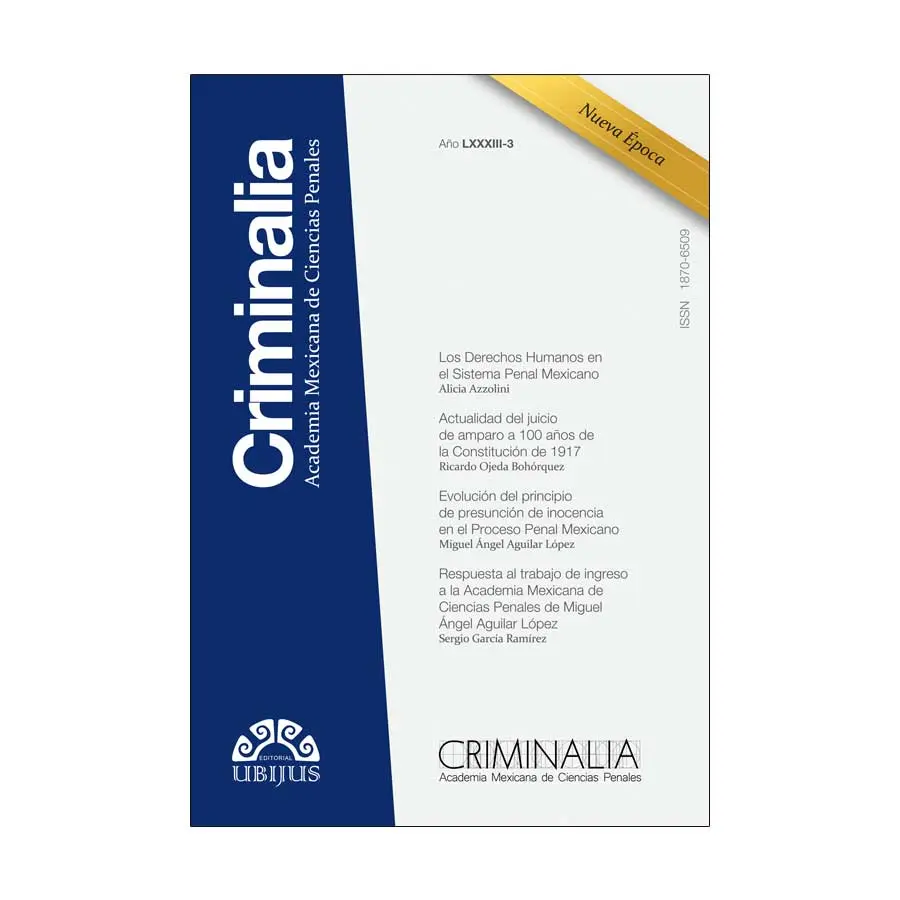 CRIMINALIA AÑO LXXXIII - 03 REVISTA DE LA ACADEMIA MEXICANA DE CIENCIAS PENALES