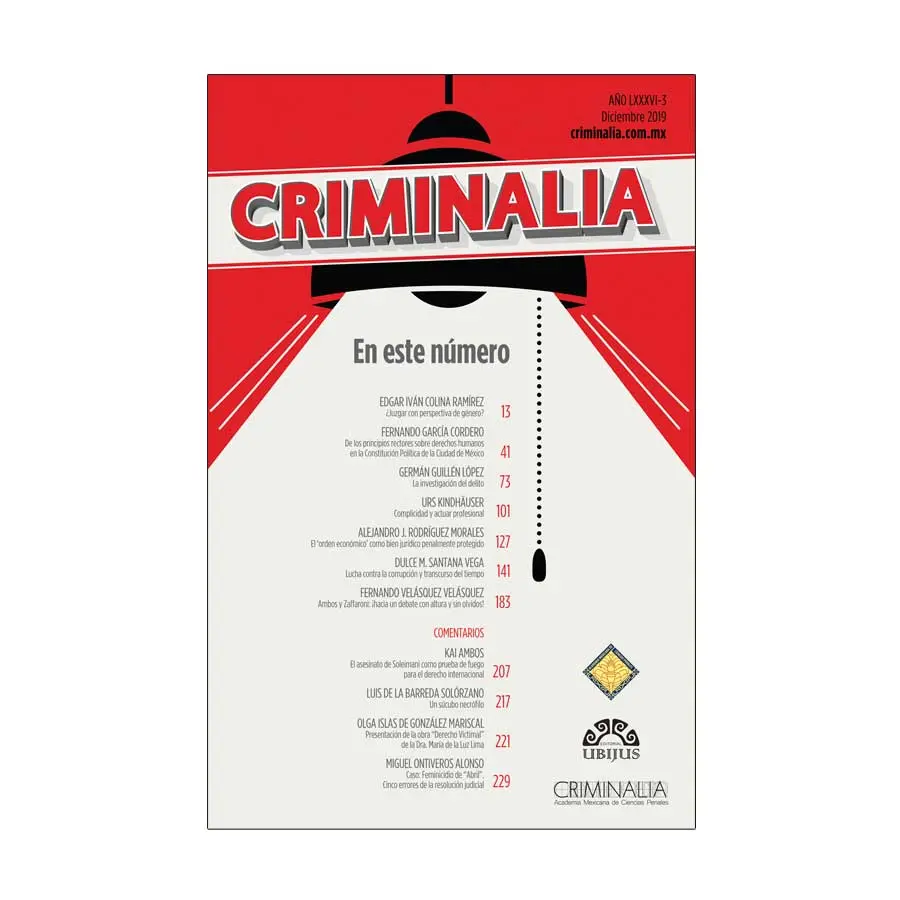 CRIMINALIA AÑO LXXXVI - 03 REVISTA DE LA ACADEMIA MEXICANA DE CIENCIAS PENALES DICIEMBRE 2019