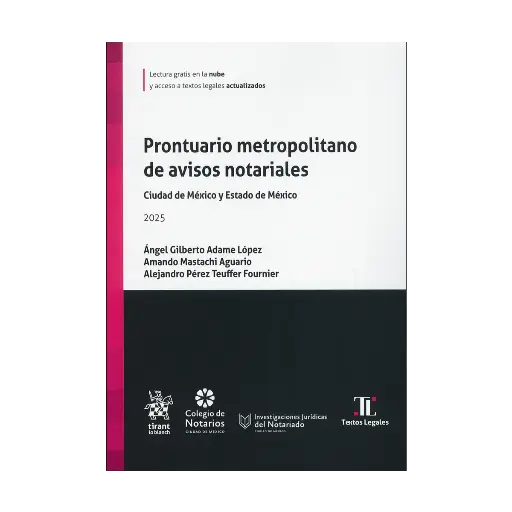 [9788410958685] PRONTUARIO METROPOLITANO DE AVISOS NOTARIALES. CIUDAD DE MÉXICO Y ESTADO DE MÉXICO - 1.ª ED. 2025 (BOLSILLO)