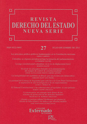 [9789587100013] REV. DERECHO DEL ESTADO -NUEVA SERIE #27 JULIO - DICIEMBRE DE 2011