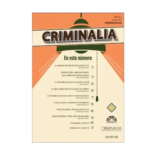 [ACAMEX910224] CRIMINALIA AÑO XCI - 02 REVISTA DE LA ACADEMIA MEXICANA DE CIENCIAS PENALES AGOSTO 2024