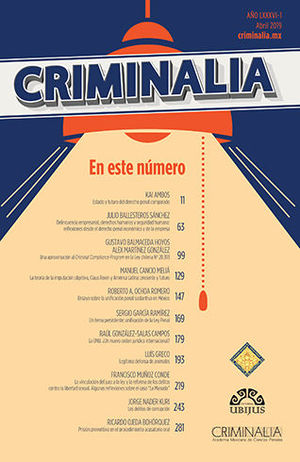 [ACAMEX860120] CRIMINALIA AÑO LXXXVI - 01 REVISTA DE LA ACADEMIA MEXICANA DE CIENCIAS PENALES