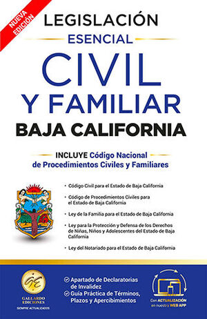 [7503045210159] LEGISLACIÓN ESENCIAL CIVIL Y FAMILIAR DE BAJA CALIFORNIA - 3.ª ED. 2025