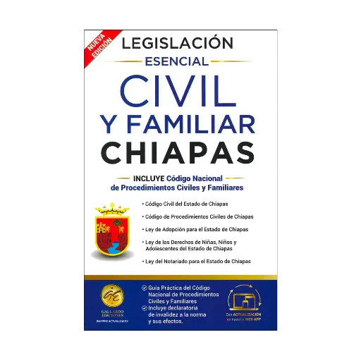 [7503045210142] LEGISLACIÓN ESENCIAL CIVIL Y FAMILIAR DE CHIAPAS - 3.ª ED. 2025