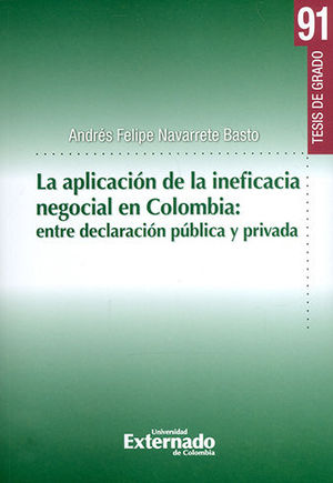 [9789587900477] APLICACION DE LA INEFICACIA NEGOCIAL EN COLOMBIA: ENTRE DECLARACION PUBLICA Y PRIVADA, LA